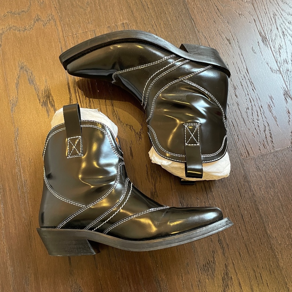 GANNI Black Western Ankle Boots SIZE 37 - Picture 4 of 7